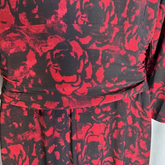 Lauren Ralph Lauren Red Black Stretch Jersey 10 Long Sleeve Holiday Xmas - Picture 6 of 13